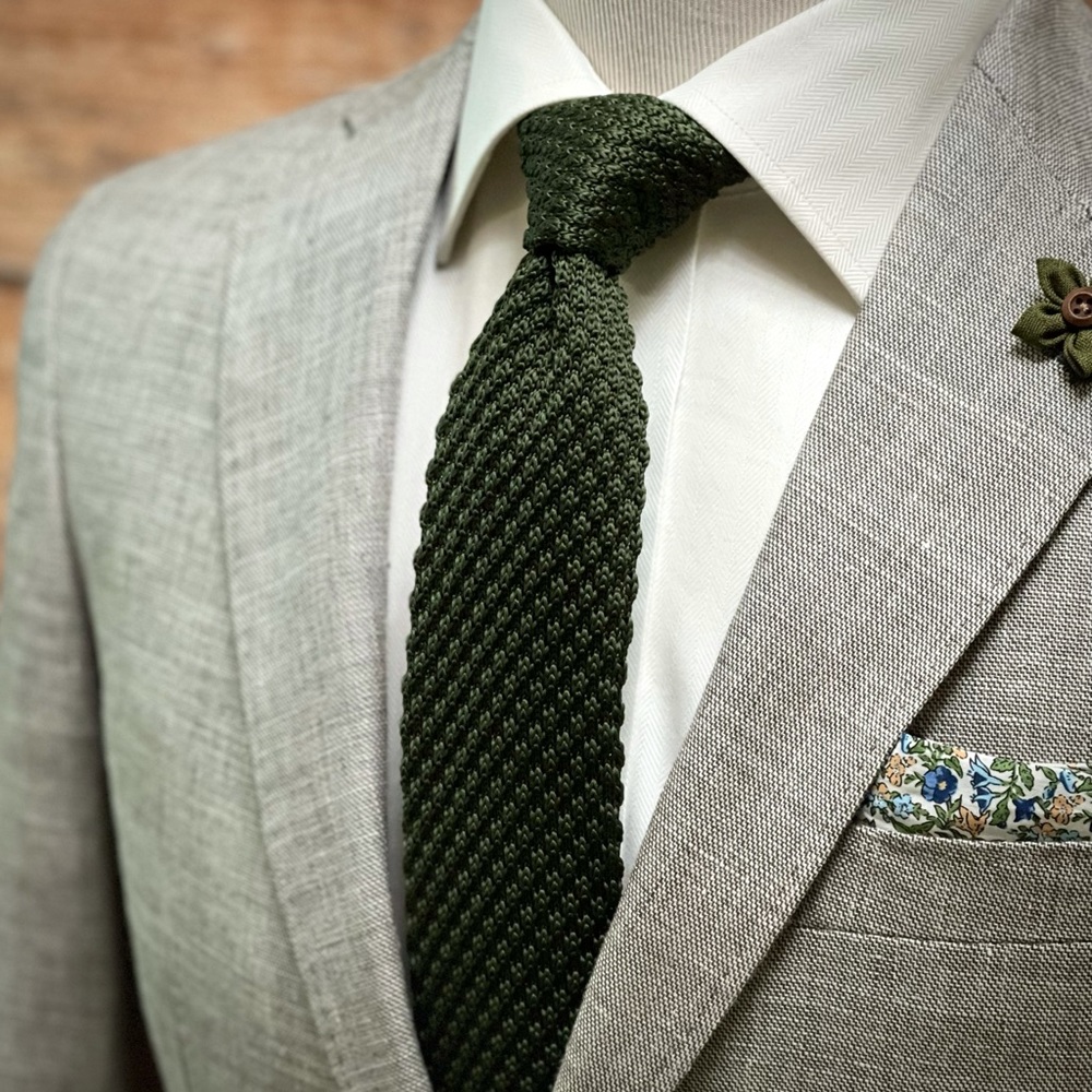 Men's Forest Green Textured Knit Necktie